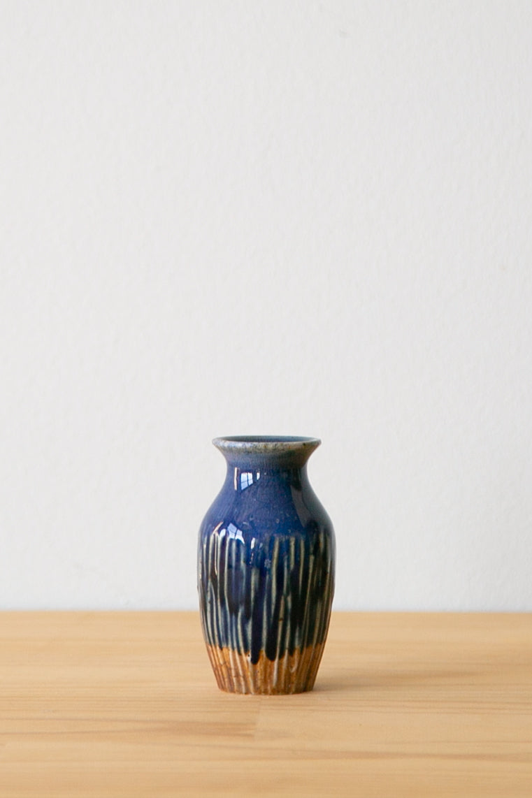 Striated Blue Bud Vase