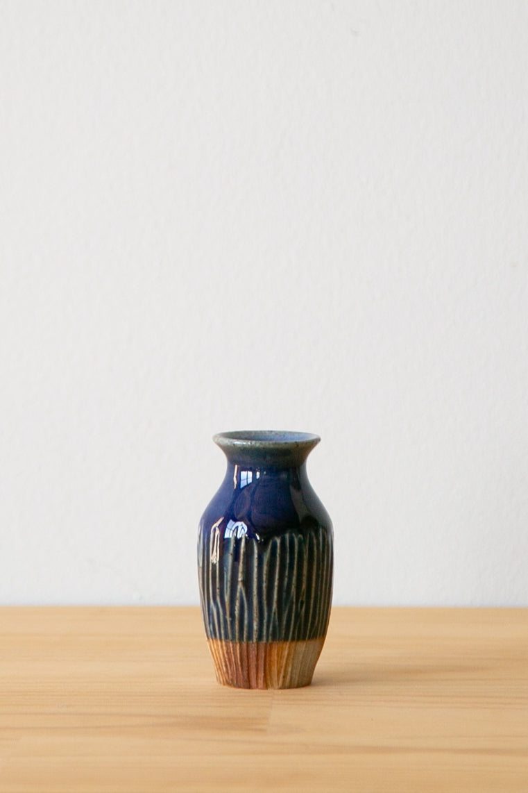 Striated Blue Bud Vase