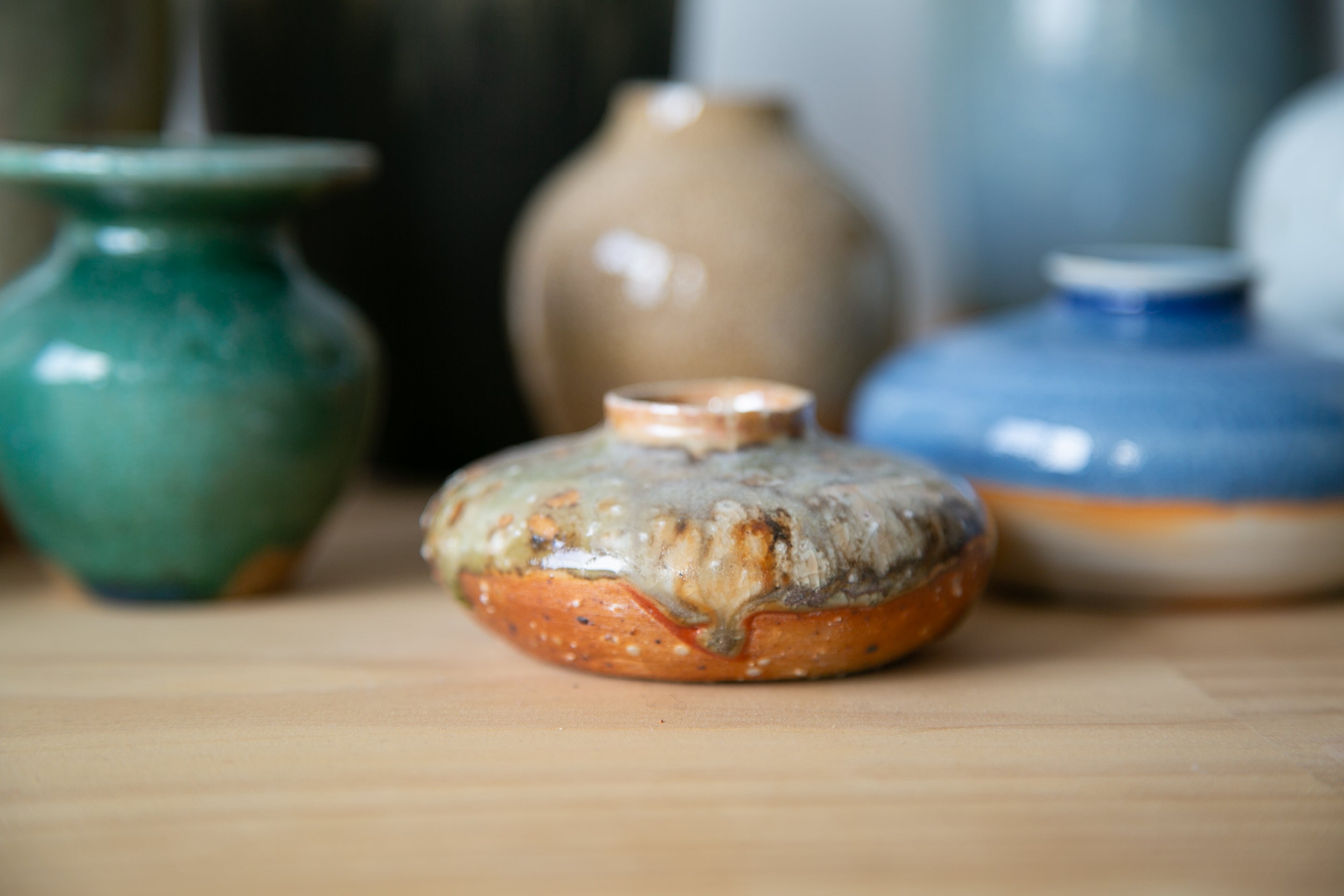 Shino granite bud vase
