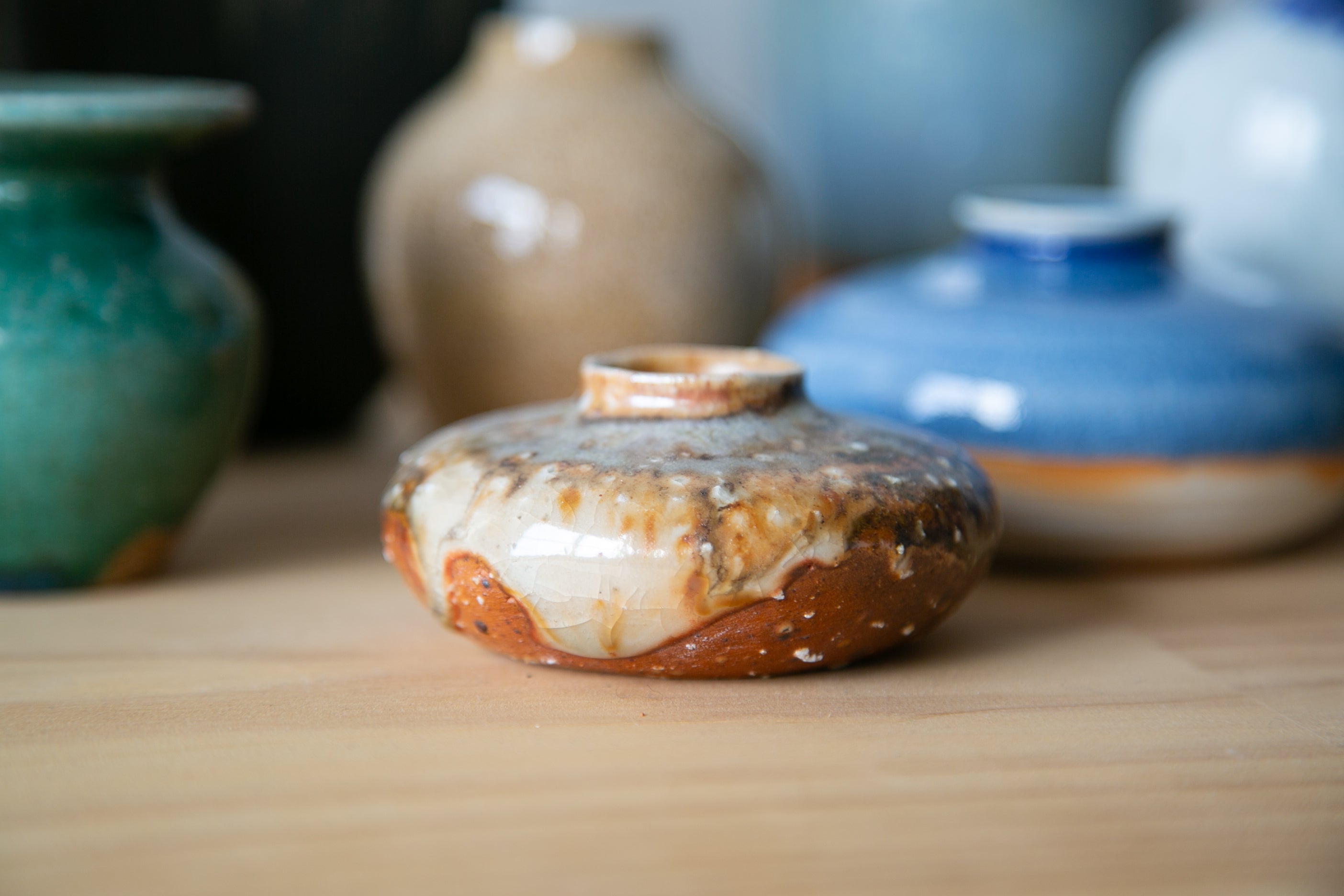 Shino granite bud vase