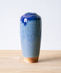 Tall cobalt vase with ridged rim