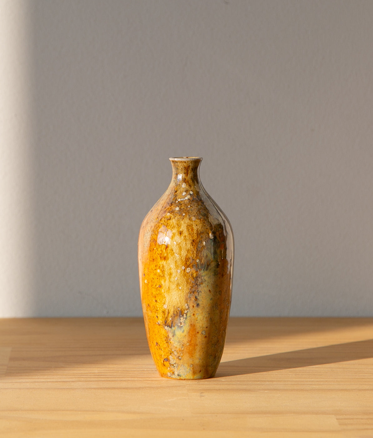 Subtly striated opal vase