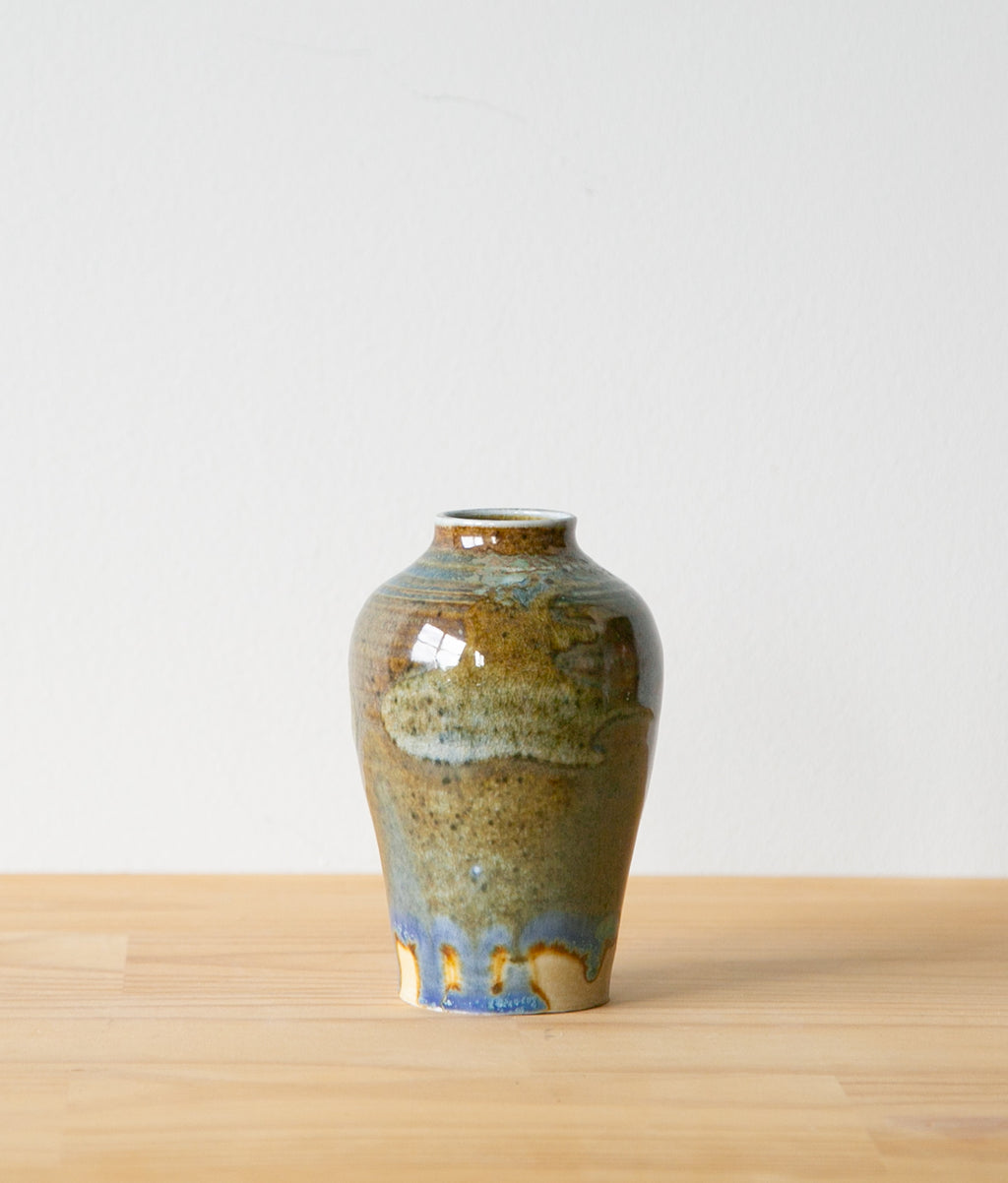 Swirled blue and brown vase