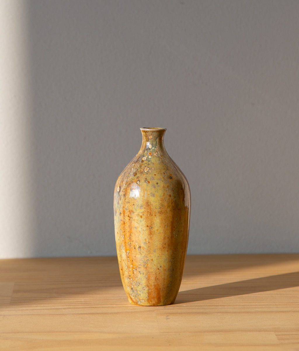 Subtly striated opal vase