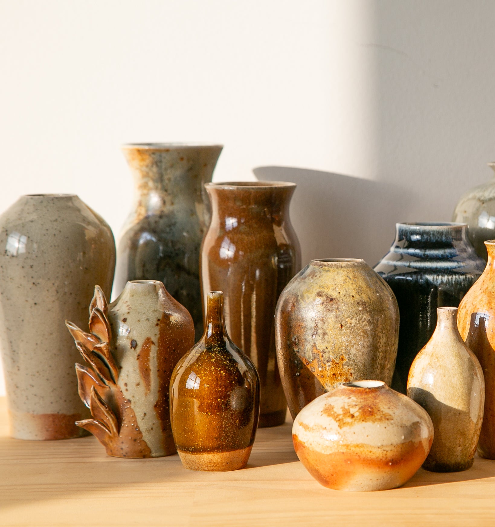 Slim, warm brown vase