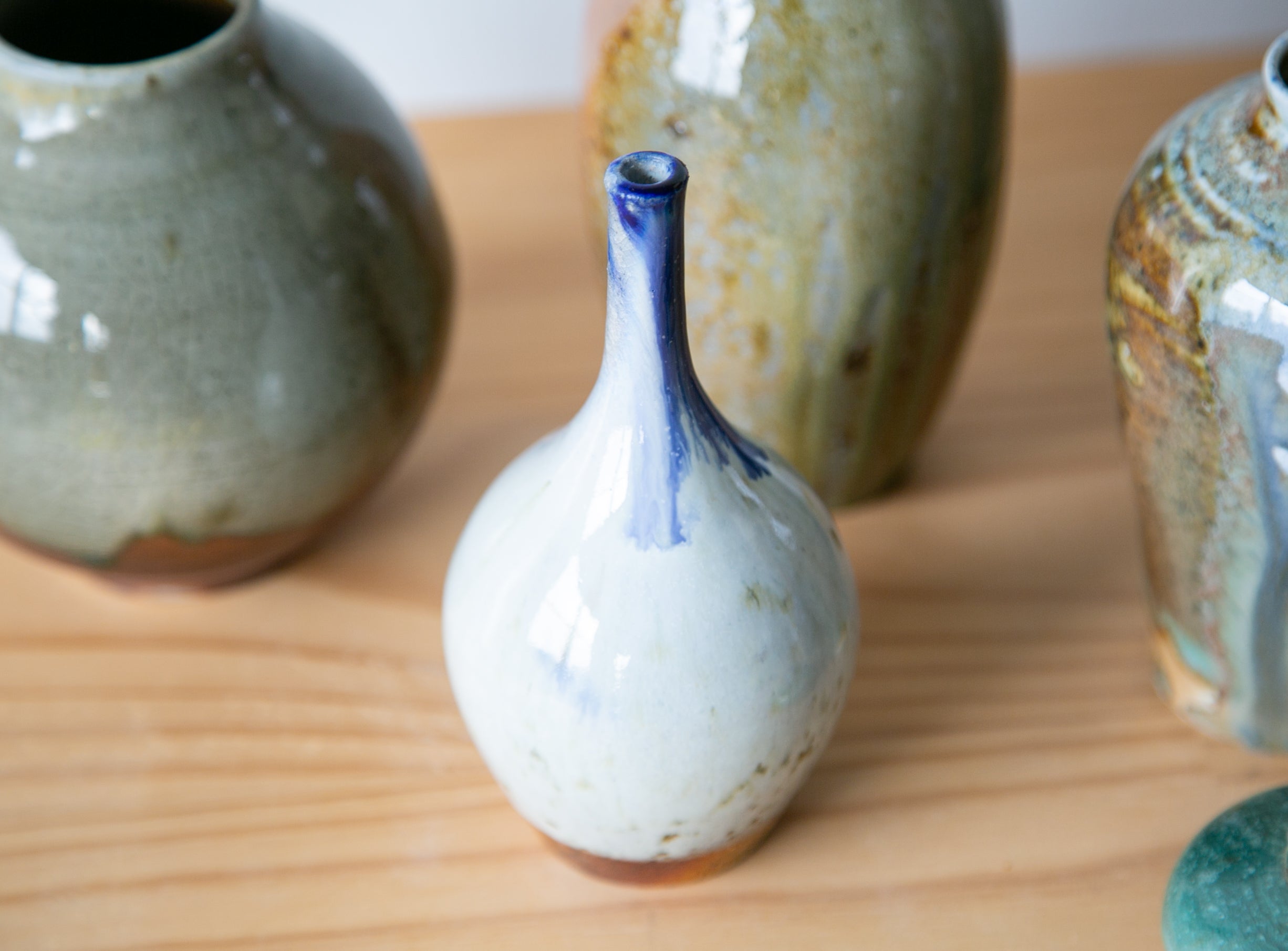 White teardrop vase with cobalt