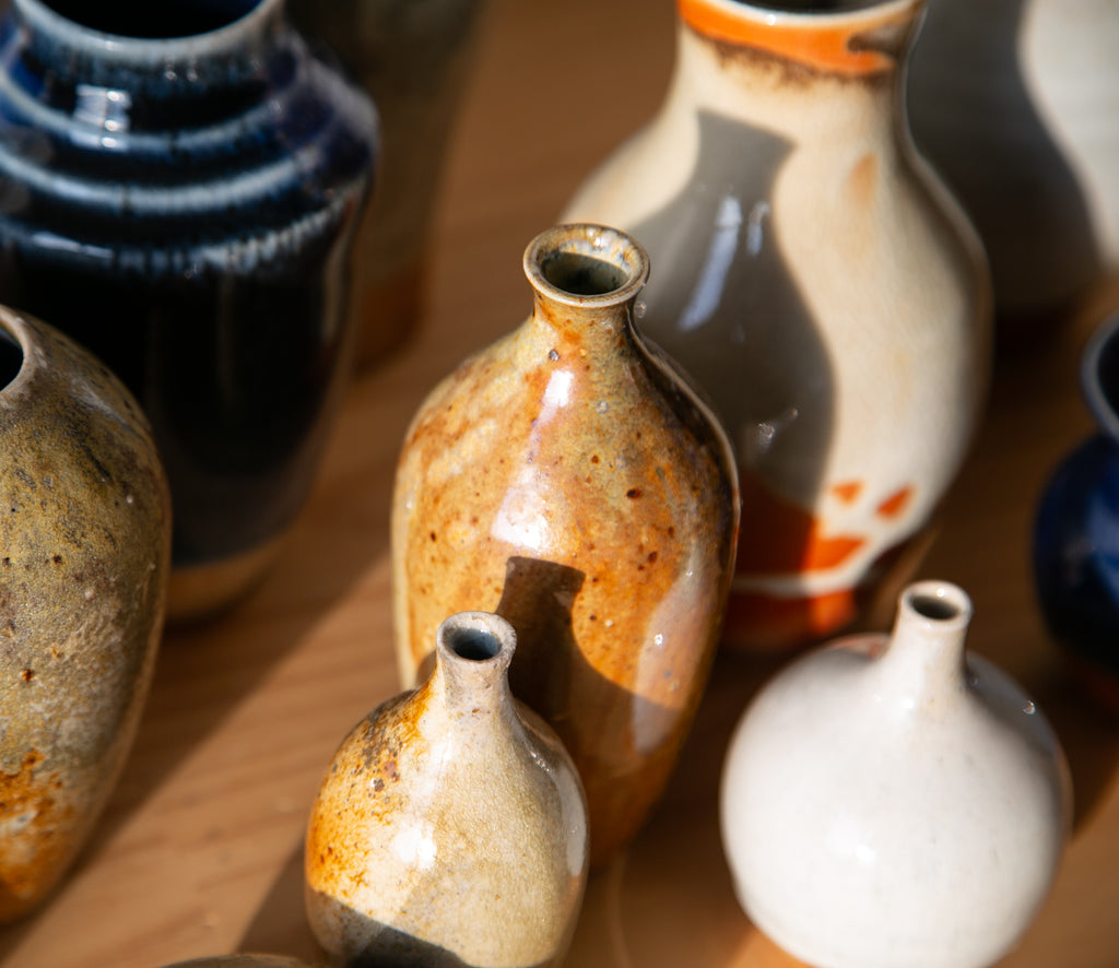 Subtly striated opal vase