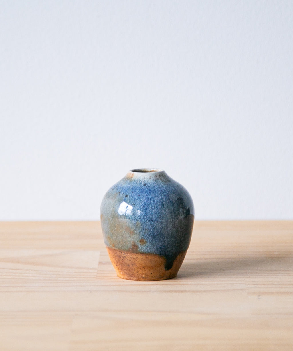 Crystal blue rounded vase