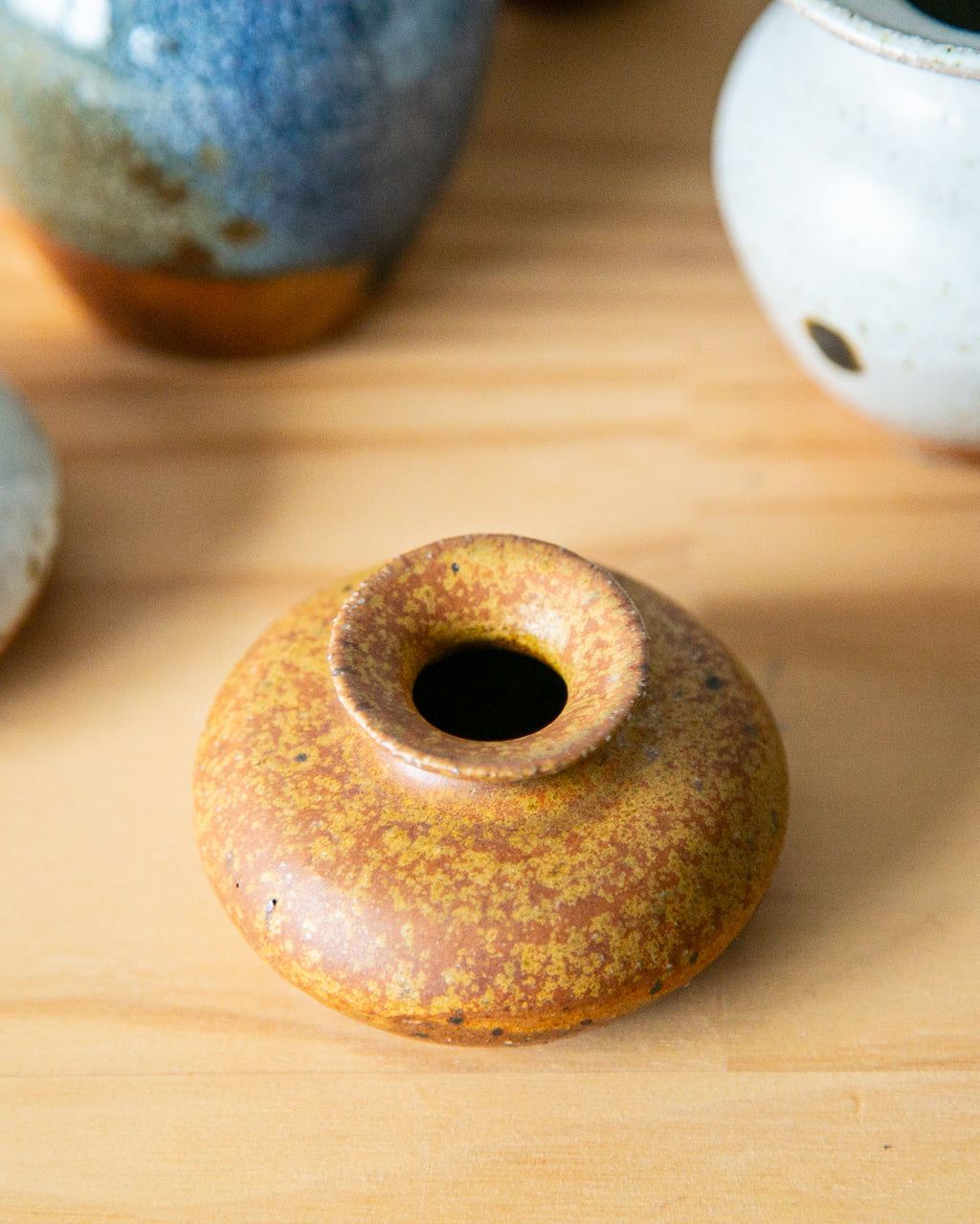 Speckled pumpkin oil jar