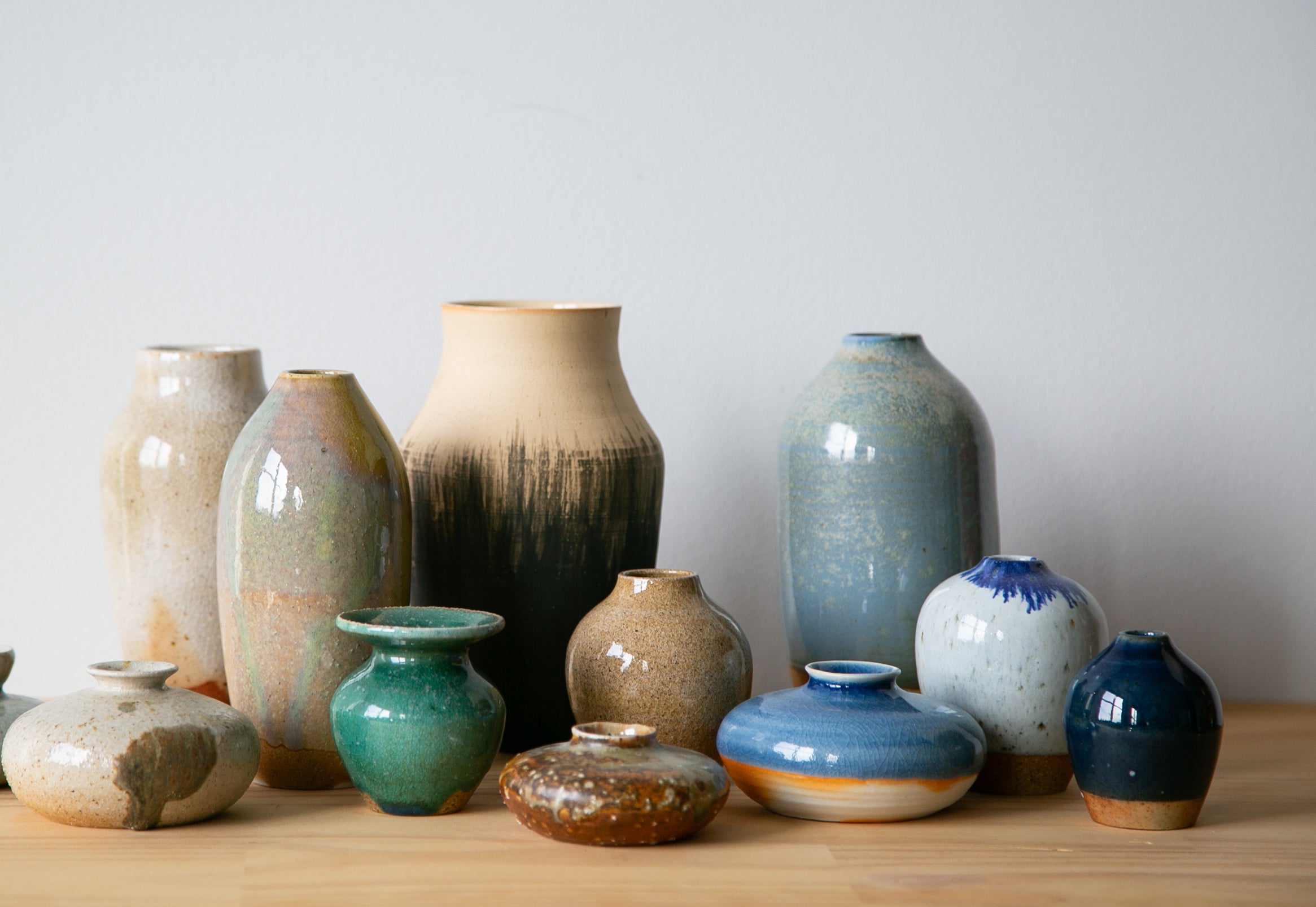 Sky blue oil jar vase