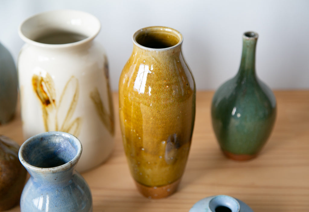 Slim honey gold vase