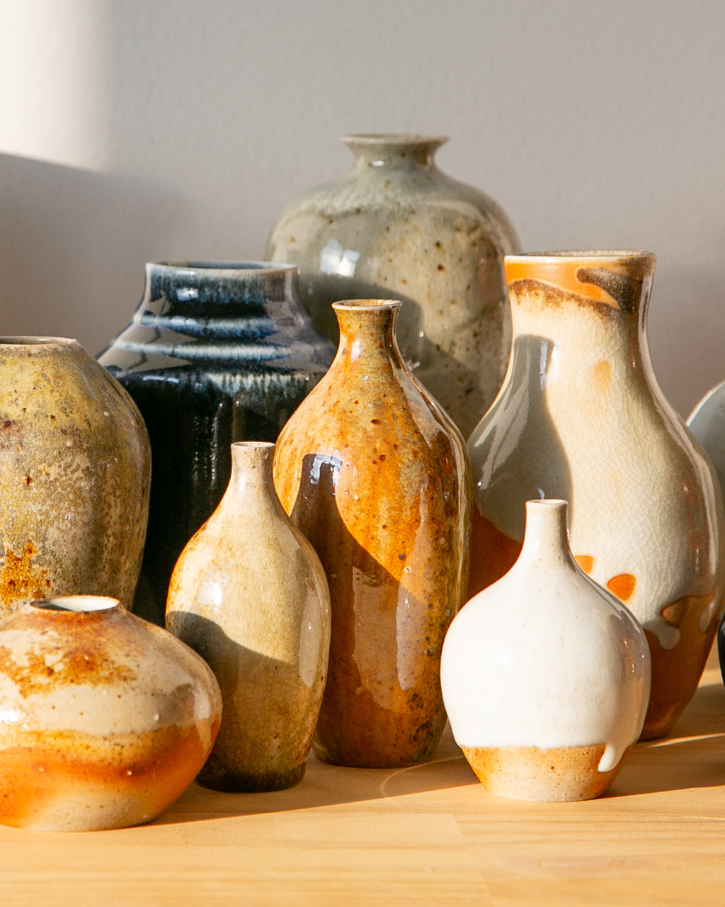 Subtly striated opal vase