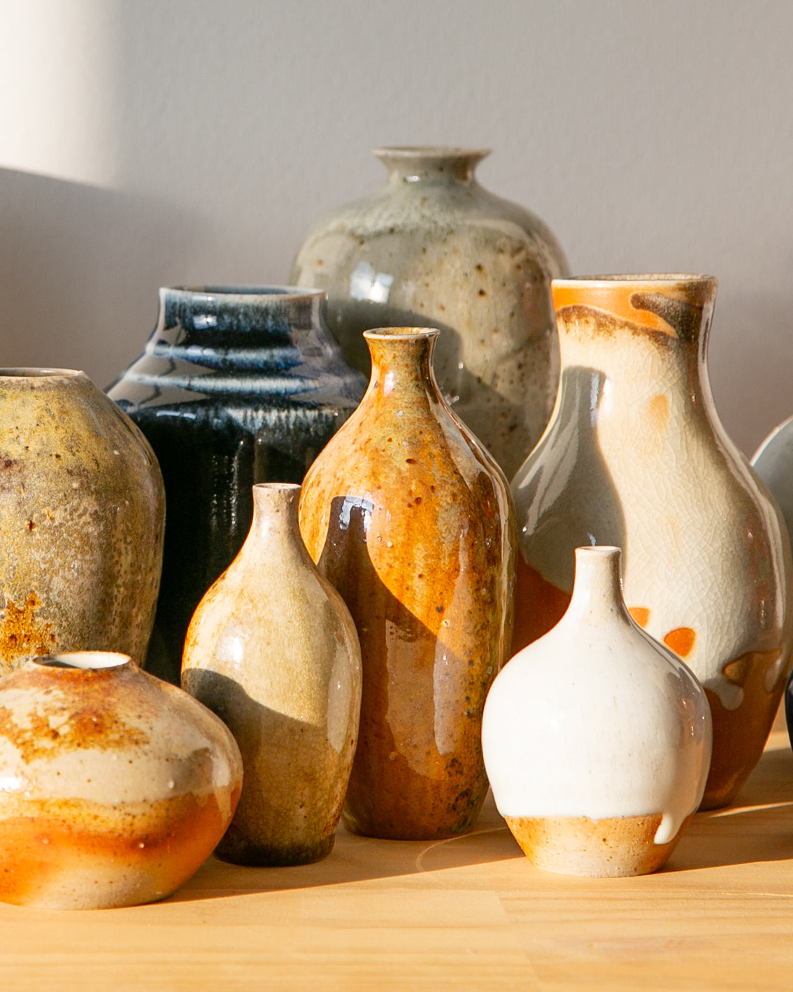 Subtly striated opal vase