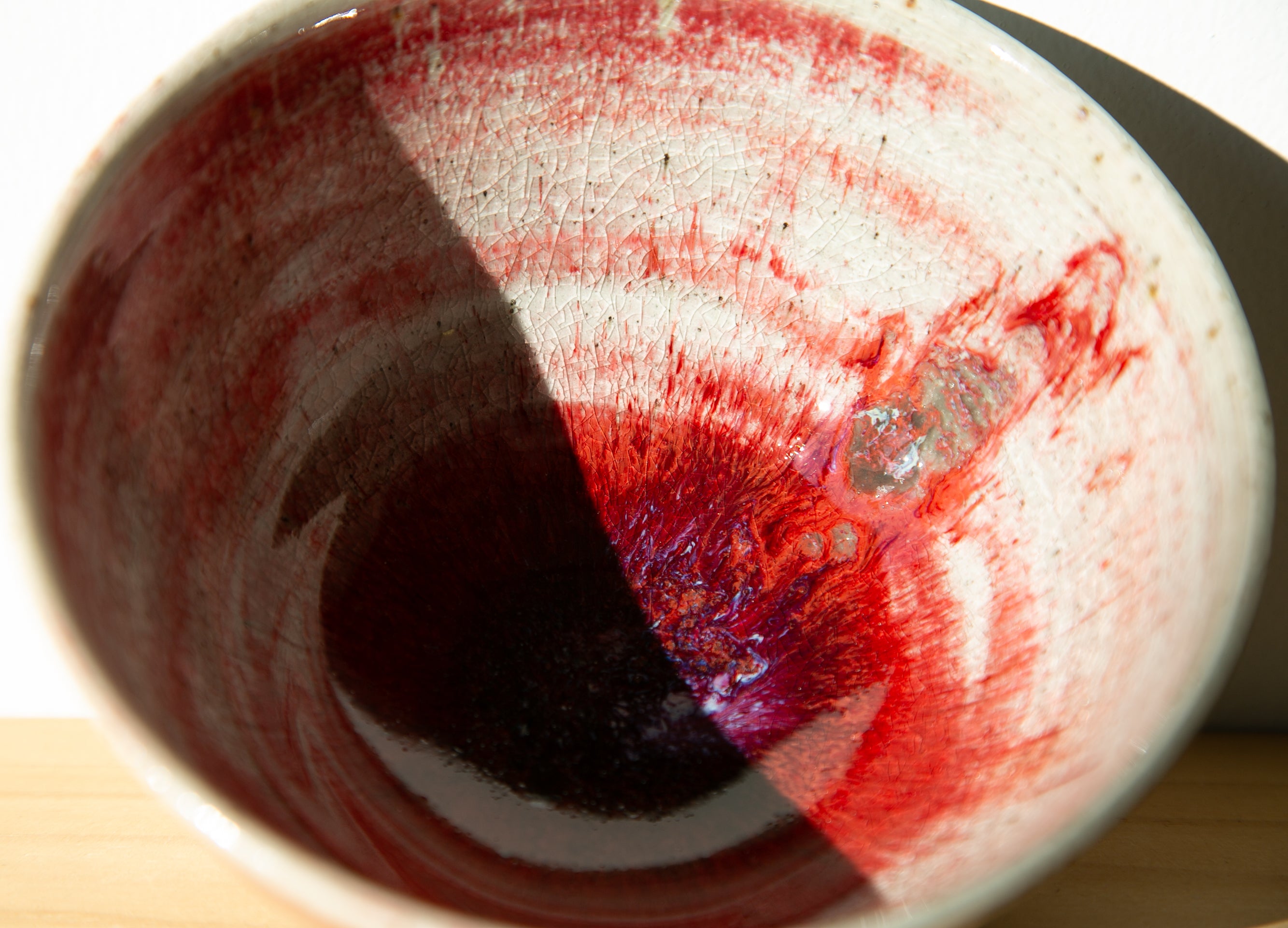 Blushing red tea bowl