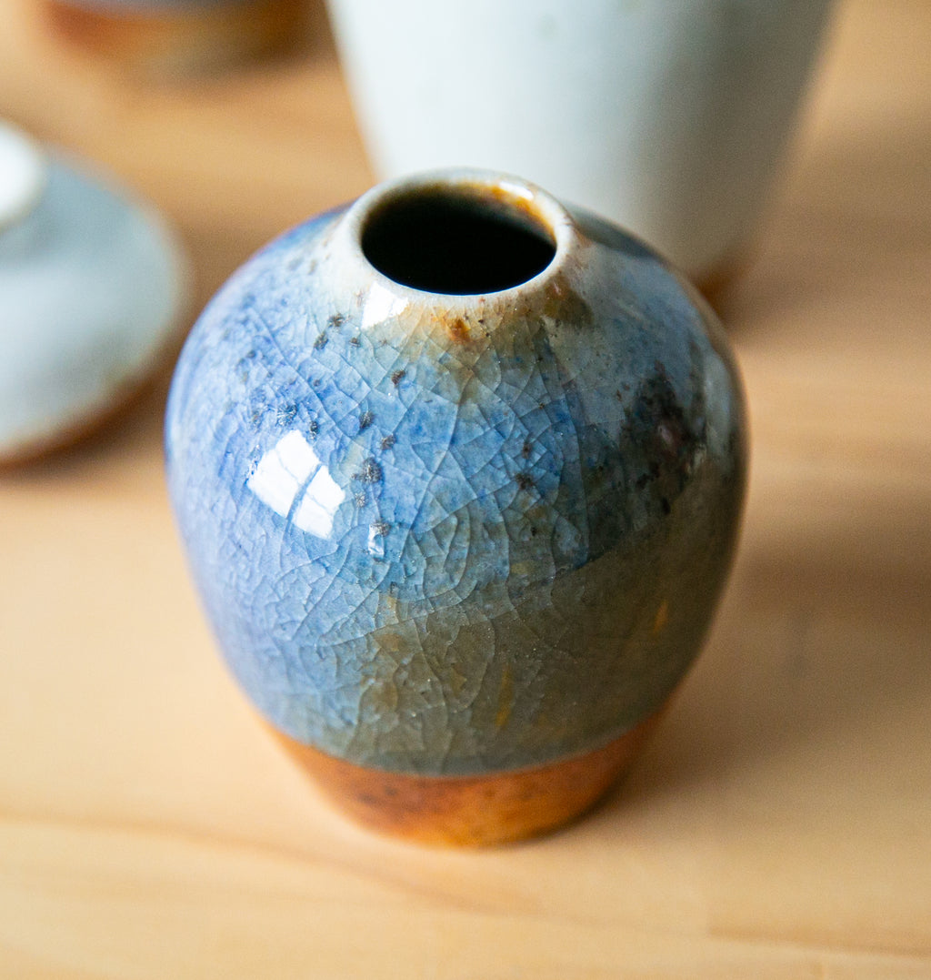 Crystal blue rounded vase