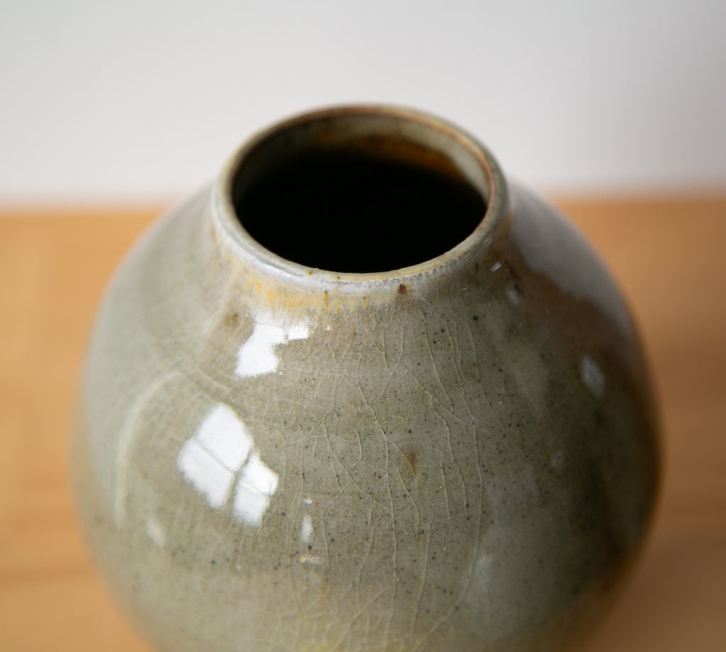 Dark celadon moon jar