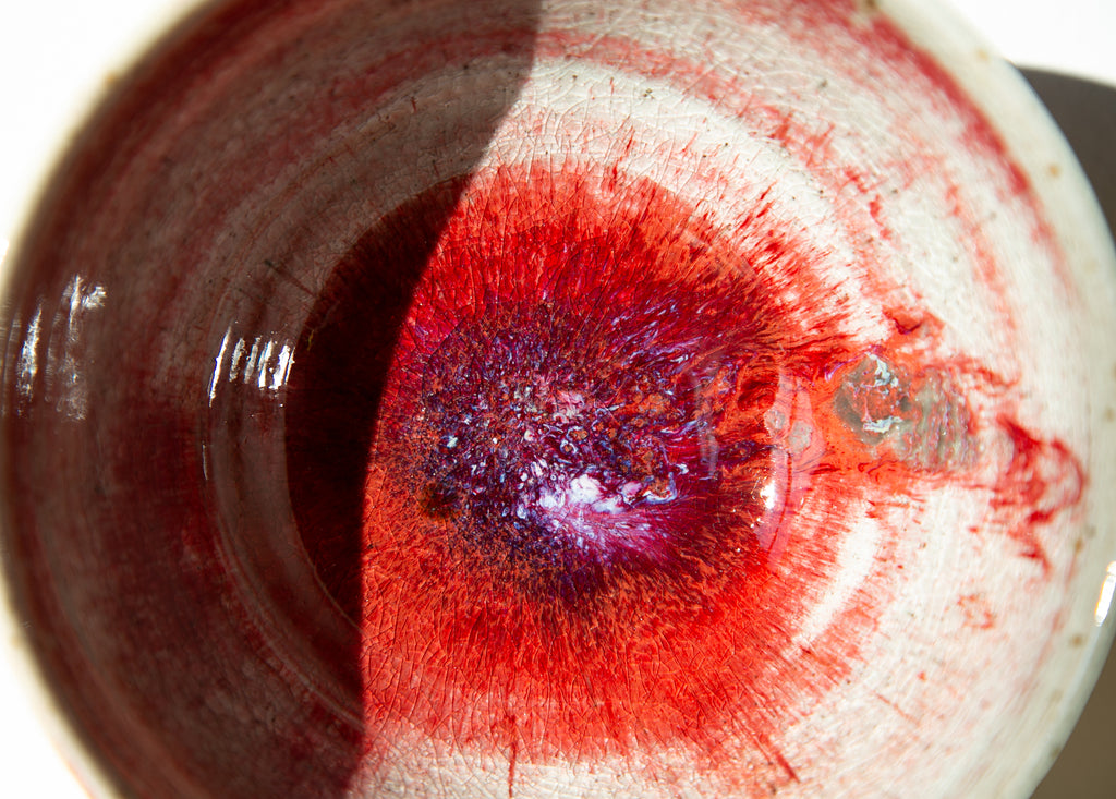 Blushing red tea bowl