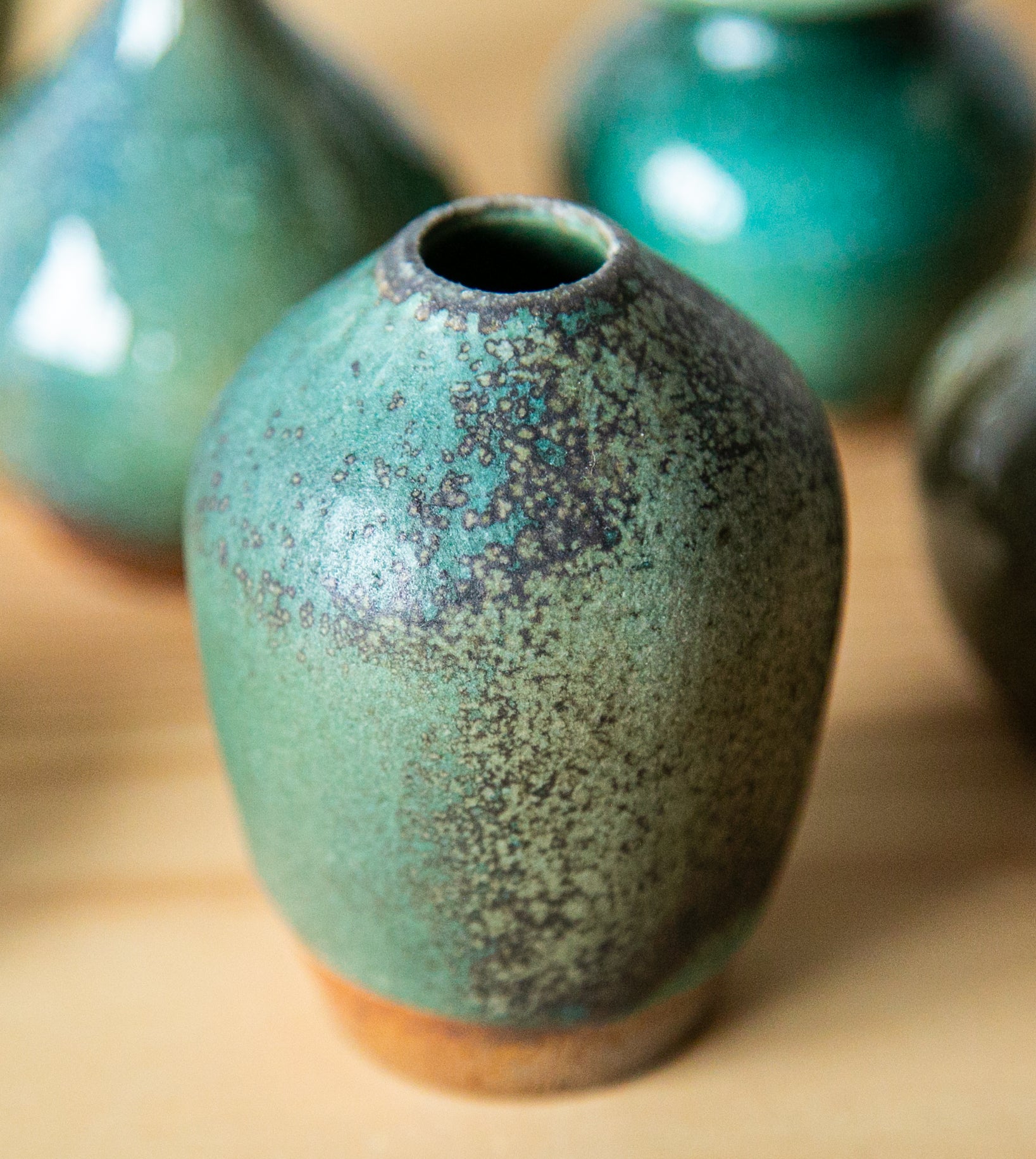 Speckled oribe bud vase