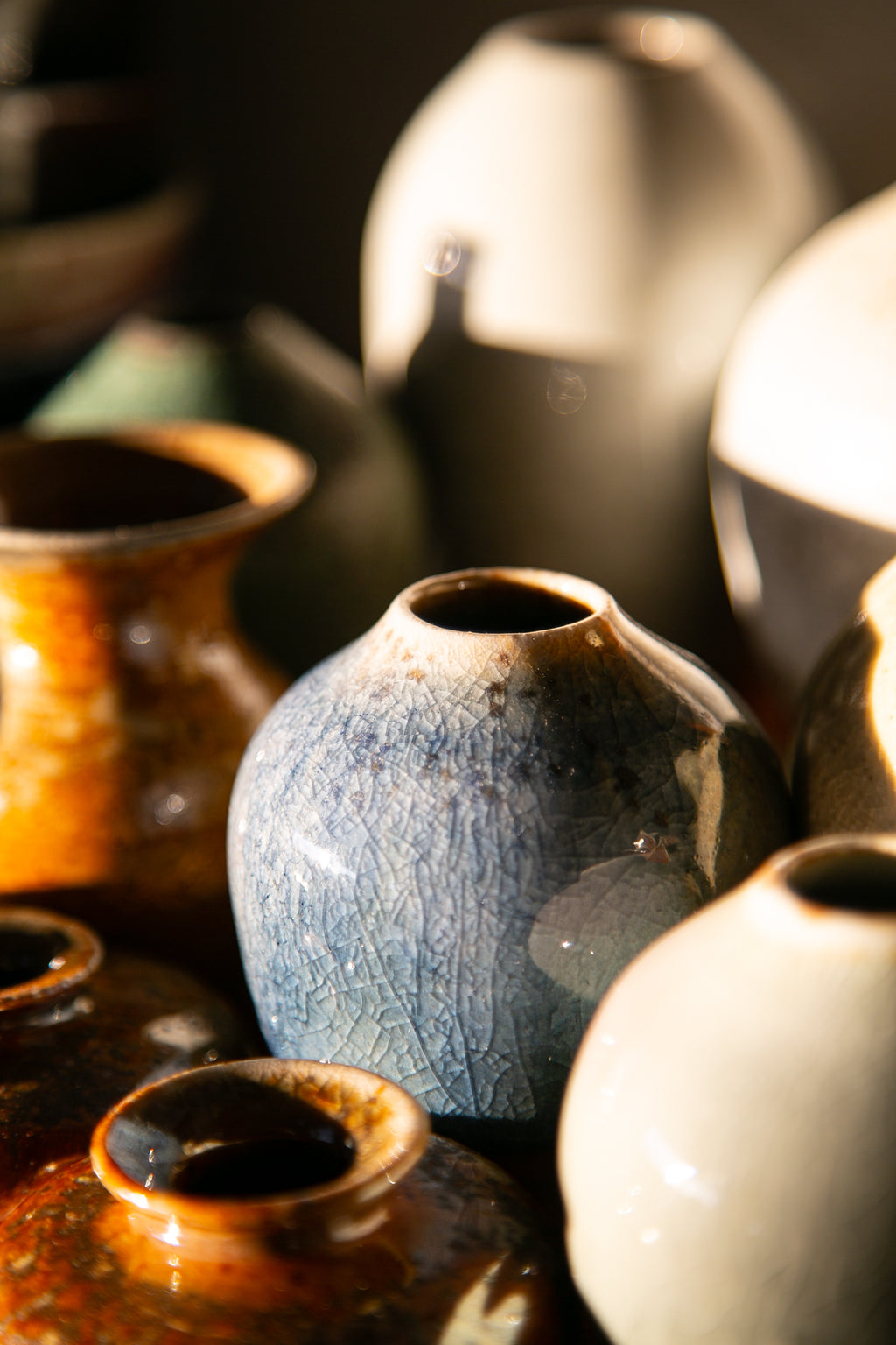 Crystal blue rounded vase