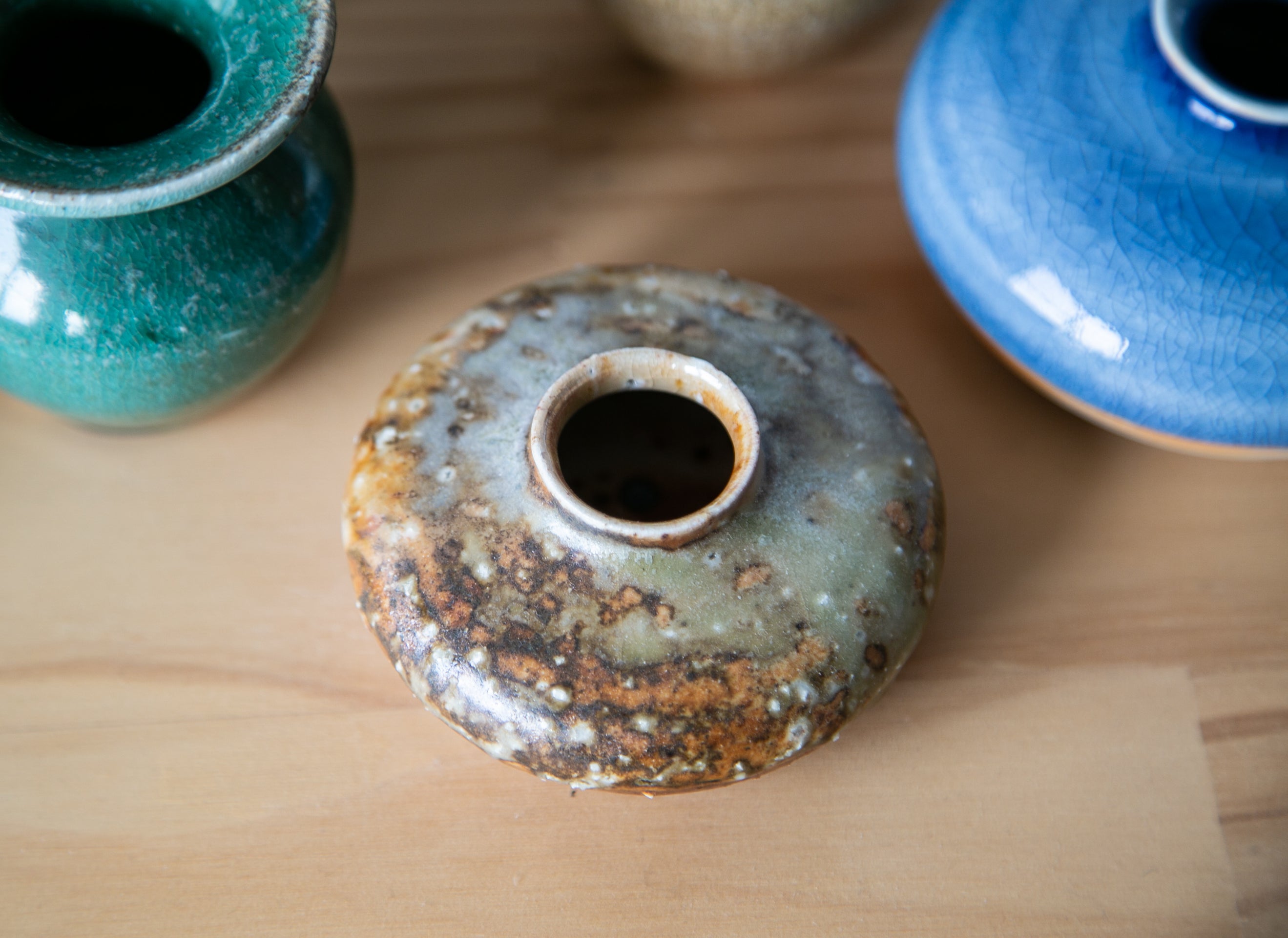 Shino granite bud vase