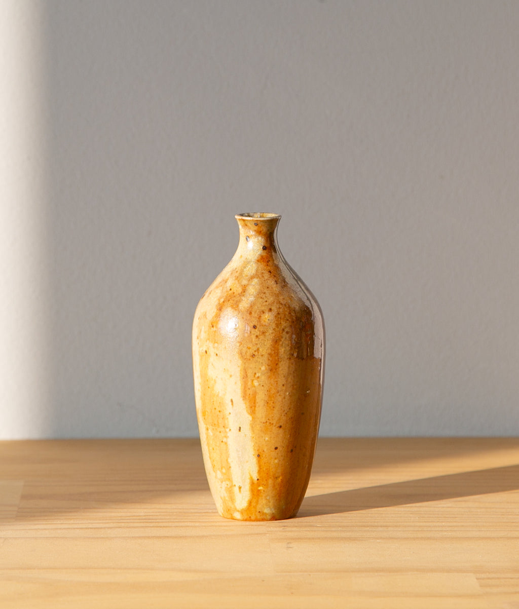 Subtly striated opal vase