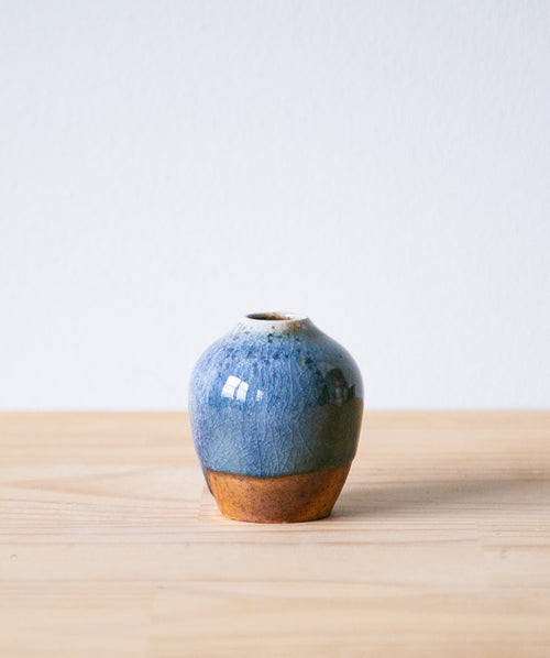 Crystal blue rounded vase