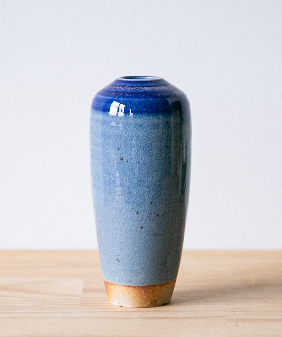 Tall cobalt vase with ridged rim