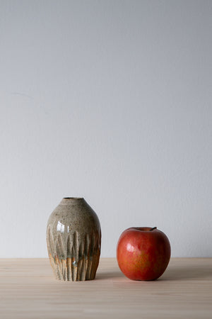 Ridged Gray Vase