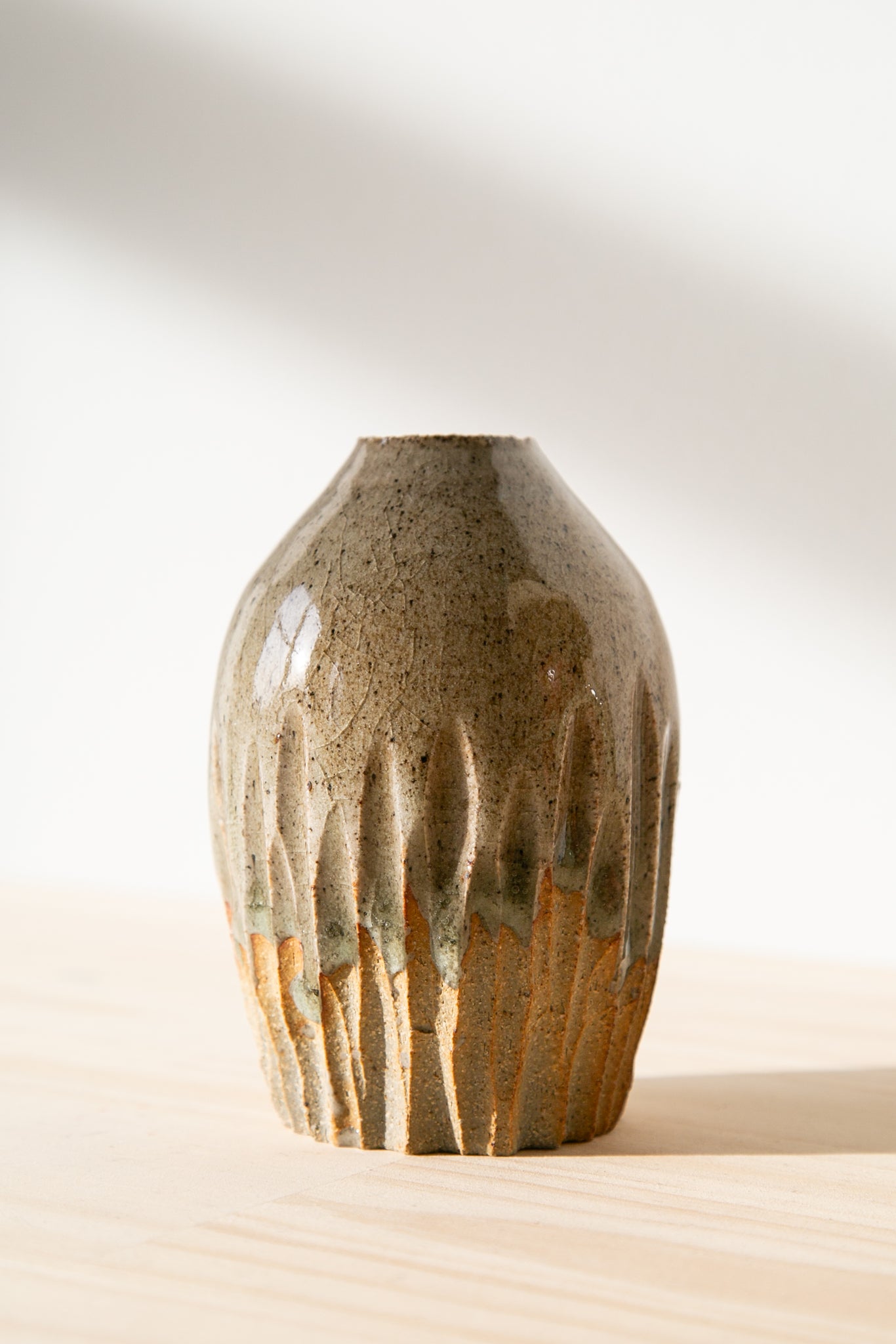 Ridged Gray Vase